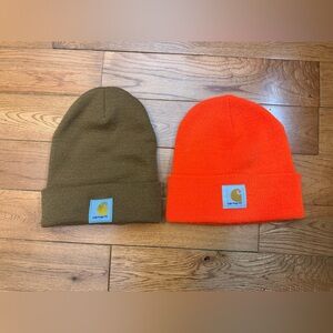 Carhartt Beanies in Hunter Orange & Brown